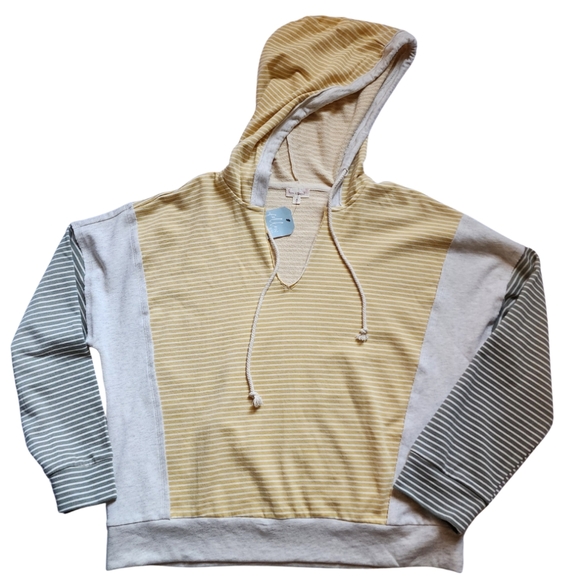 Hem & Thread Colorblock Striped Hoodie - Size Medium - Picture 1 of 12